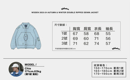 WODEN 2023-24 Autumn & Winter 008 Double Ripped Denim Jacket