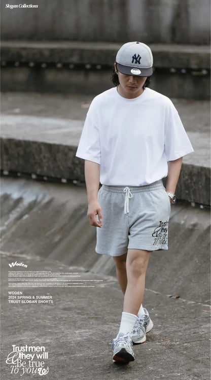 WODEN 2024 Spring & Summer 014 Trust Slogan Shorts