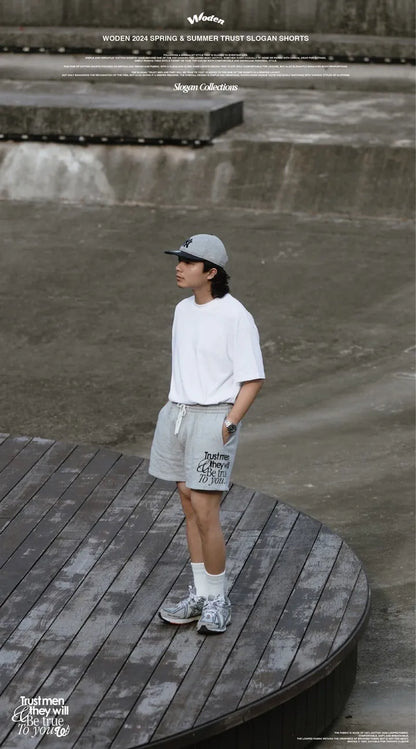 WODEN 2024 Spring & Summer 014 Trust Slogan Shorts
