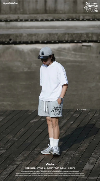 WODEN 2024 Spring & Summer 014 Trust Slogan Shorts