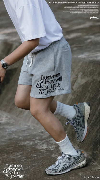 WODEN 2024 Spring & Summer 014 Trust Slogan Shorts