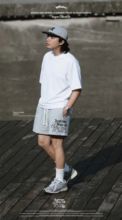 WODEN 2024 Spring & Summer 014 Trust Slogan Shorts