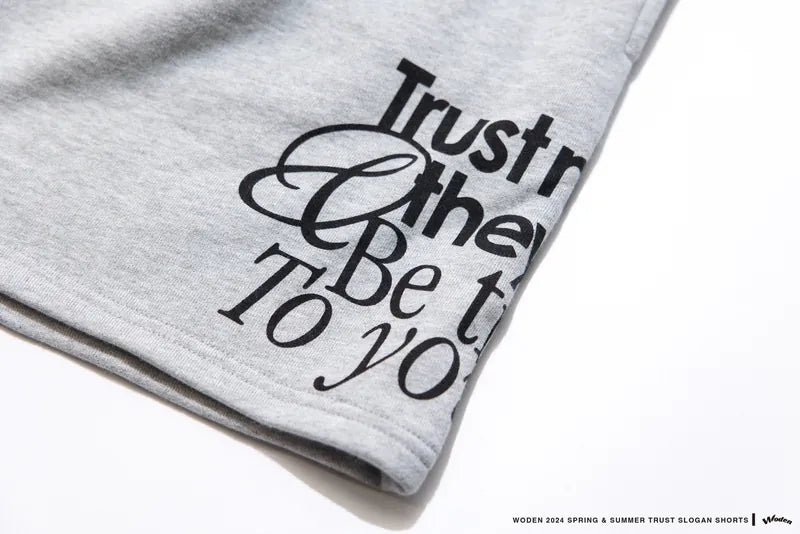 WODEN 2024 Spring & Summer 014 Trust Slogan Shorts