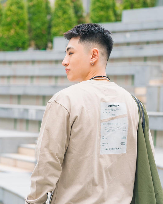 VINDAY 2022 Fall & Winter Toyko Receipt L/S Tee (卡其)