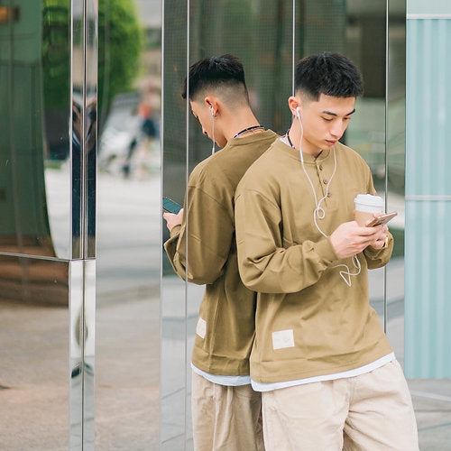 VINDAY 2022 Fall & Winter Vintage Henley L/S Tee （碳啡）