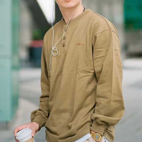VINDAY 2022 Fall & Winter Vintage Henley L/S Tee （碳啡）